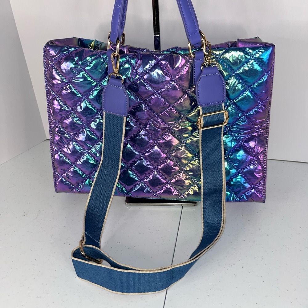 Puffer iridescent Crossbody bag blue/purple/teal crossbody bag.